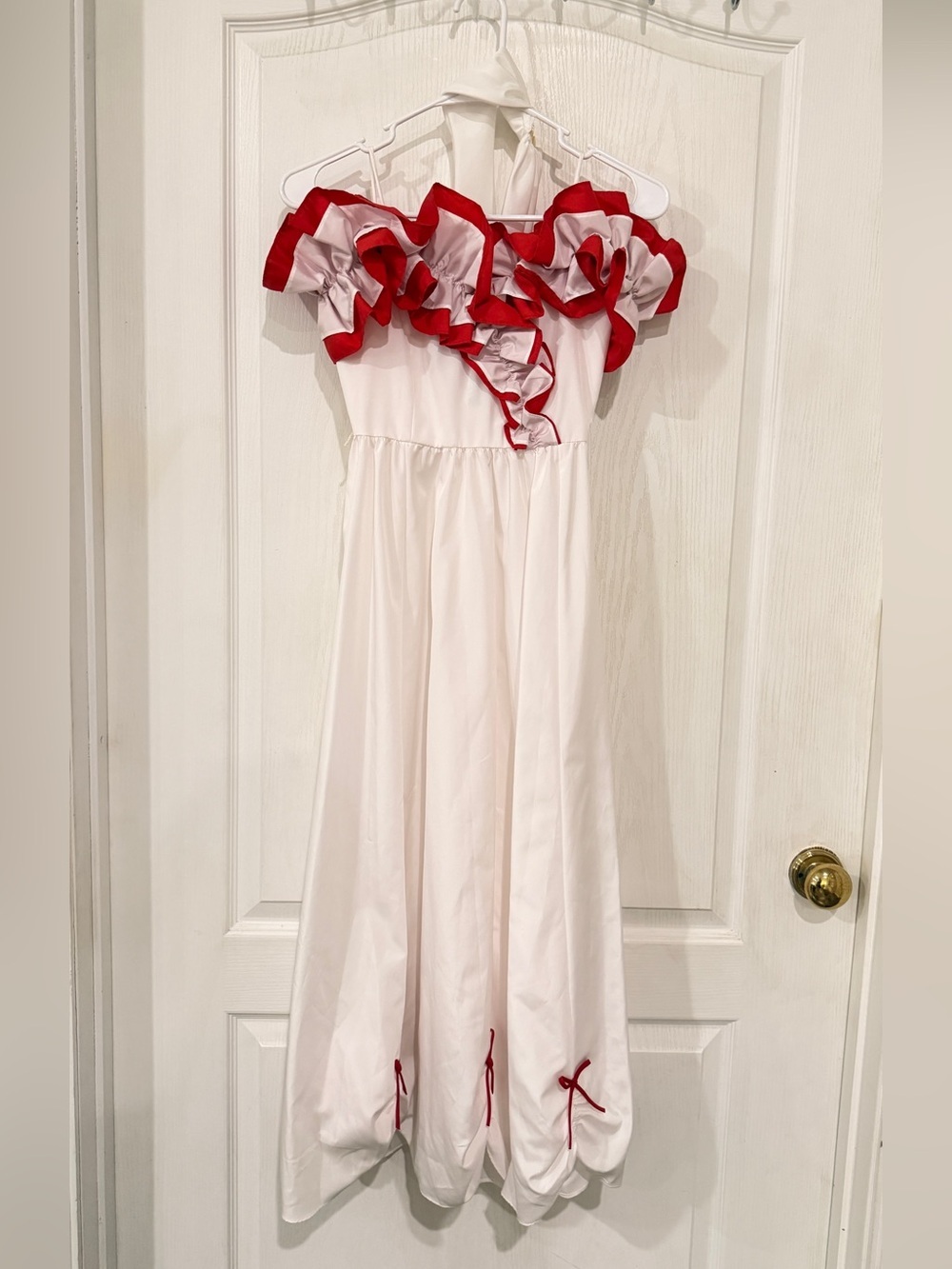 Vintage Red and White Ruffled Maxi Dress by Alicia